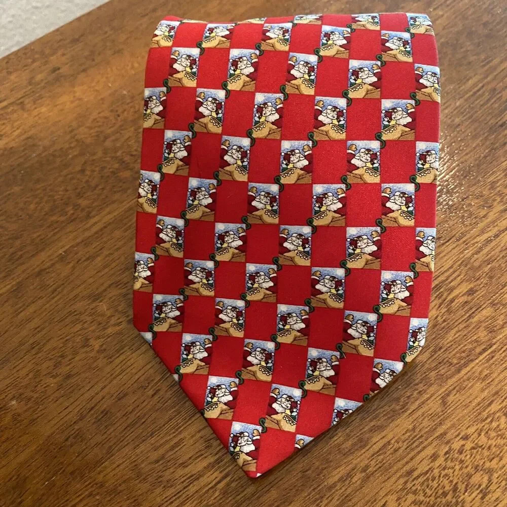 Christmas Tie Red Santa 100% Silk Hallmark Design‎ Collection Holiday